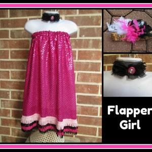 Ropa Ropa para niña Disfraces Darling 1920 inspiró Flapper Girl Set y Feather Sequin Headband. 