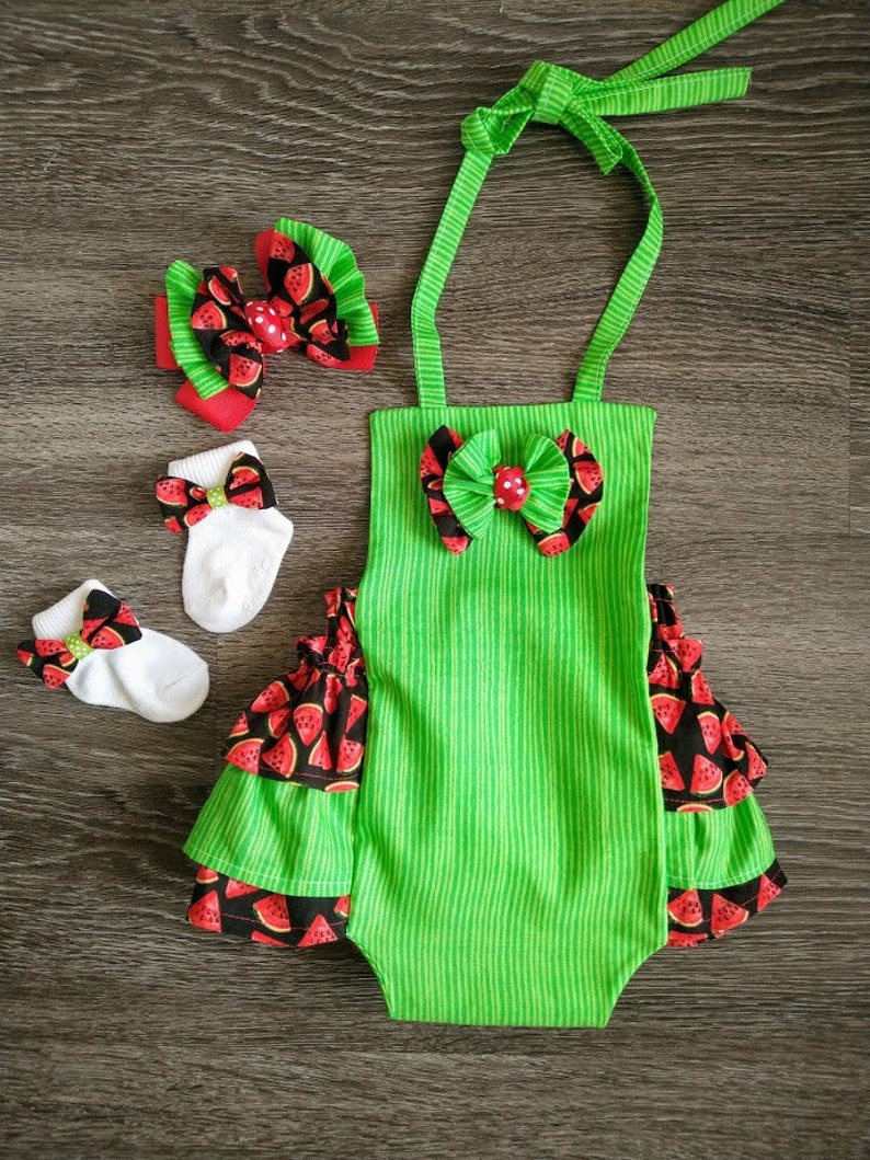 Watermelon Romper Baby Toddler Girls Watermelon Pageant OOC Etsy