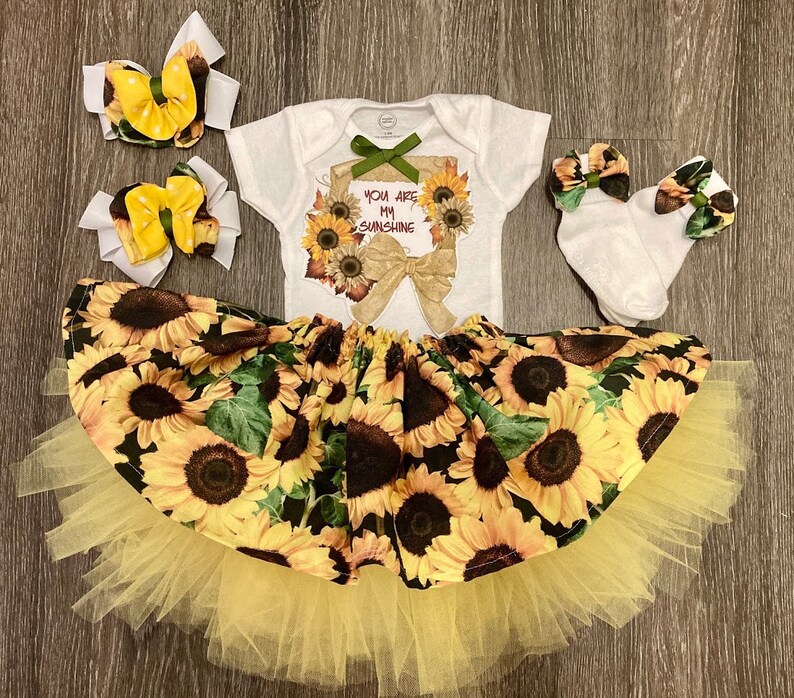 Sunflower Pageant Girls Suspender Skirt Outfit Baby Toddler Etsy
