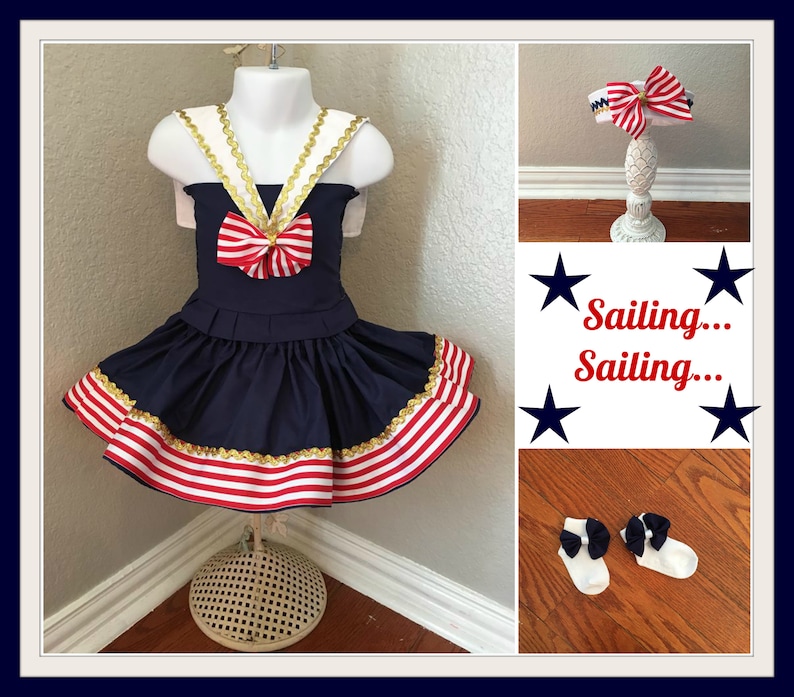 Nautical Pageant wear, red white and blue pageants wear, casual wear, Patriotic outfit, sailor dress, sailor outfit, pageant sailor 
