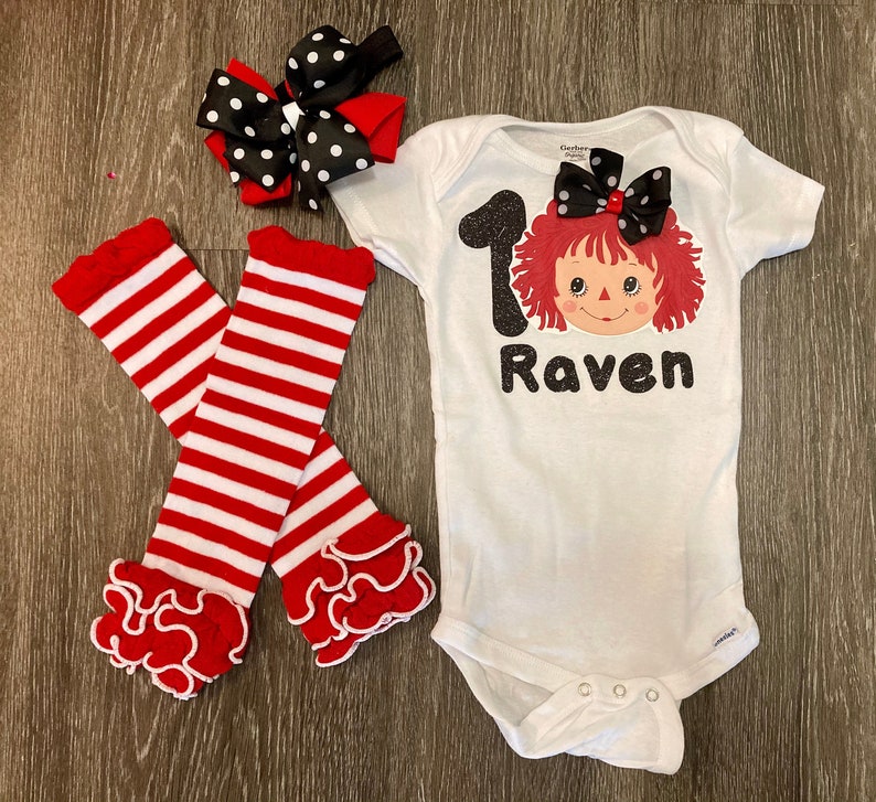 2nd Raggedy Ann party outfit dress tutu custom tee shirt Raggedy Ann Birthday 1st smash cake baby toddler second first birthday doll