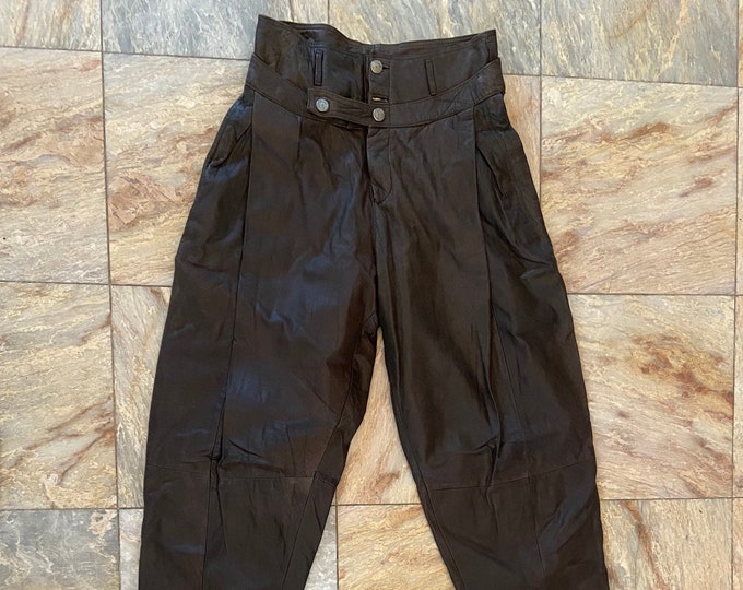 Z Cavaricci Leather Parachute Pants OG Vintage 28 Waist 80s Pleated