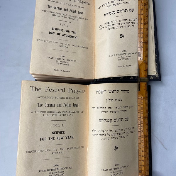 Jewish Festival Prayer Book Books Service New Year and Atonement 1930 Schlesinger Judaica