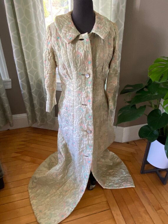 Elizabeth Arden Vintage Gold Lame Dressing Gown R… - image 2