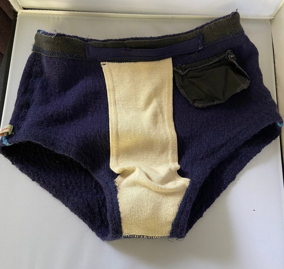 Mens Vintage Bathing Suit Wool 1940s Streamline Swim … Gem