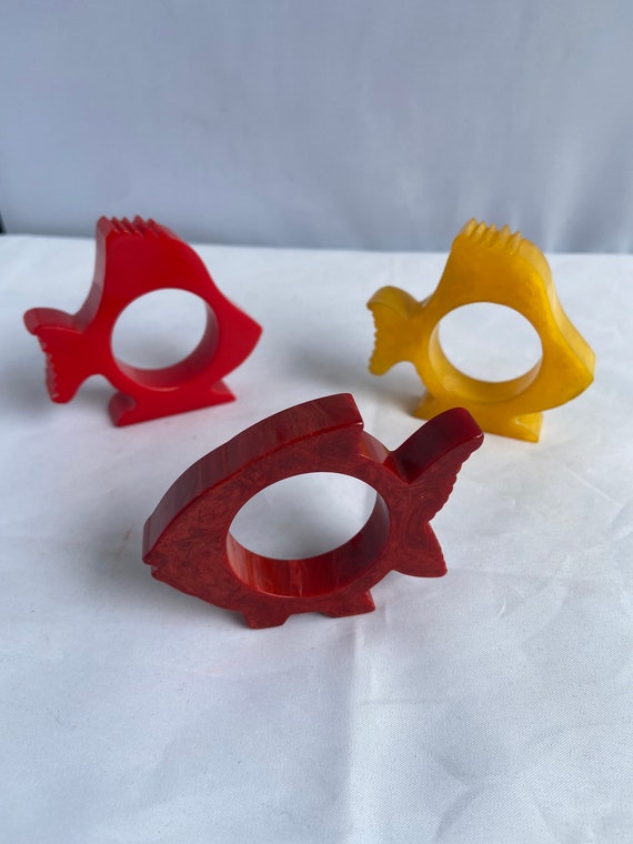 Bakelite Fish Napkin Rings Vintage 3 Etsy Canada