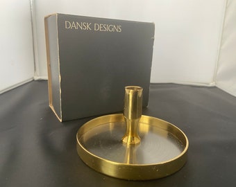 Dansk Designs IHQ Denmark MCM Brass Steel Taper Candlestick Candle holder Quistgaard Puolila Vintage