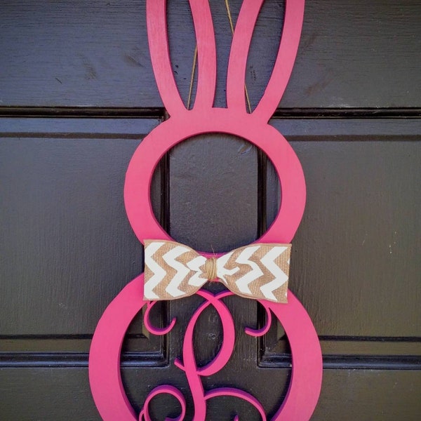 22" Easter Bunny Monogram / Spring Bunny Monogram / Bunny Door Hanger / Wood Monogram / Wood Bunny Monogram