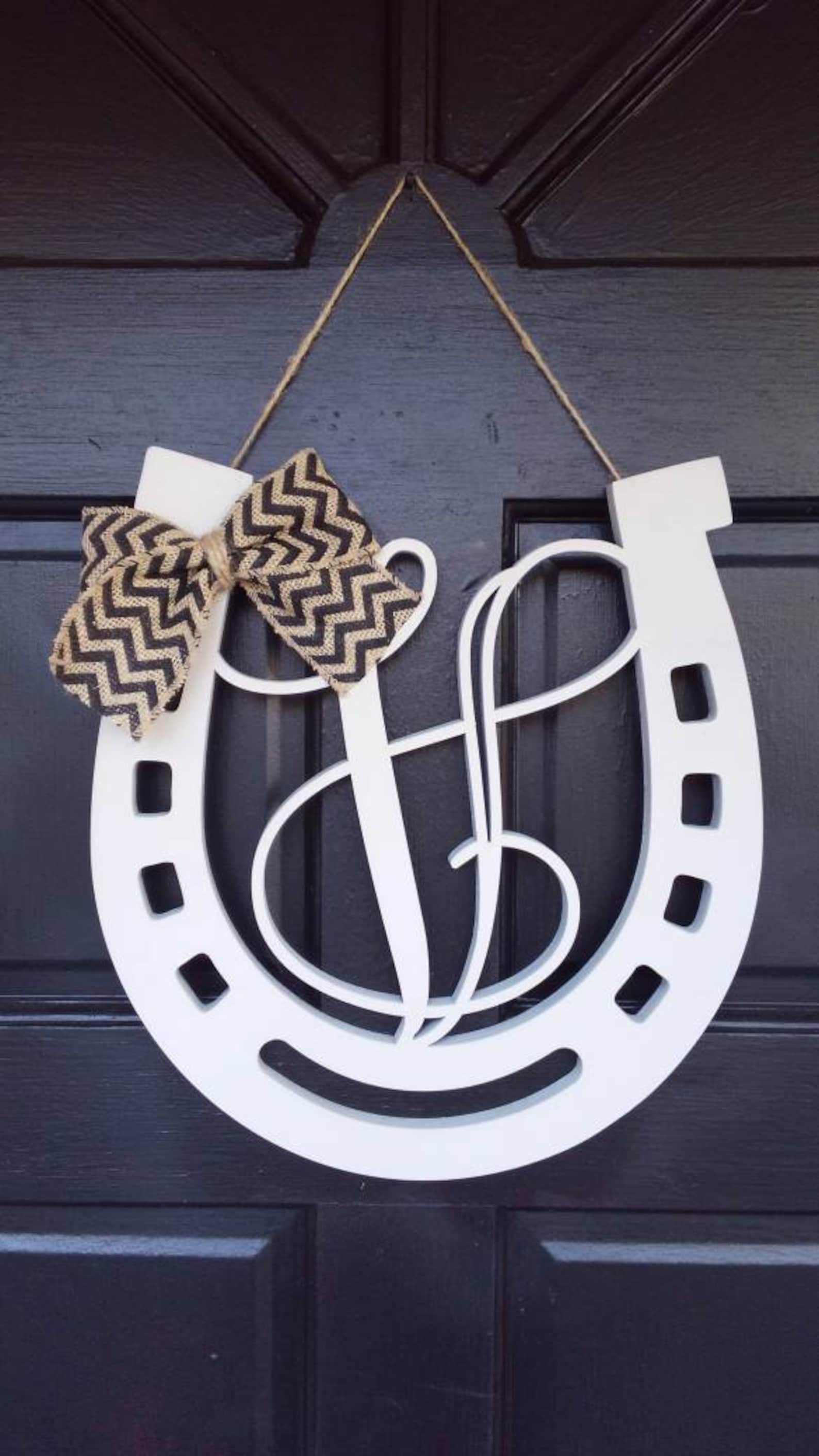 18 Wooden Horseshoe Monogram / Wood Horse Shoe Monogram Etsy