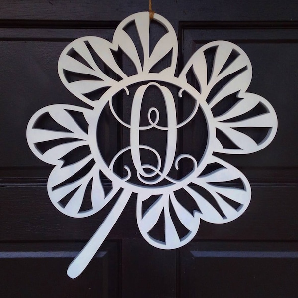 18" Shamrock Monogram Door Hanger / St. Patty's Day Monogram / Wood Monogram / Shamrock Wreath / St. Patrick's Day Monogram