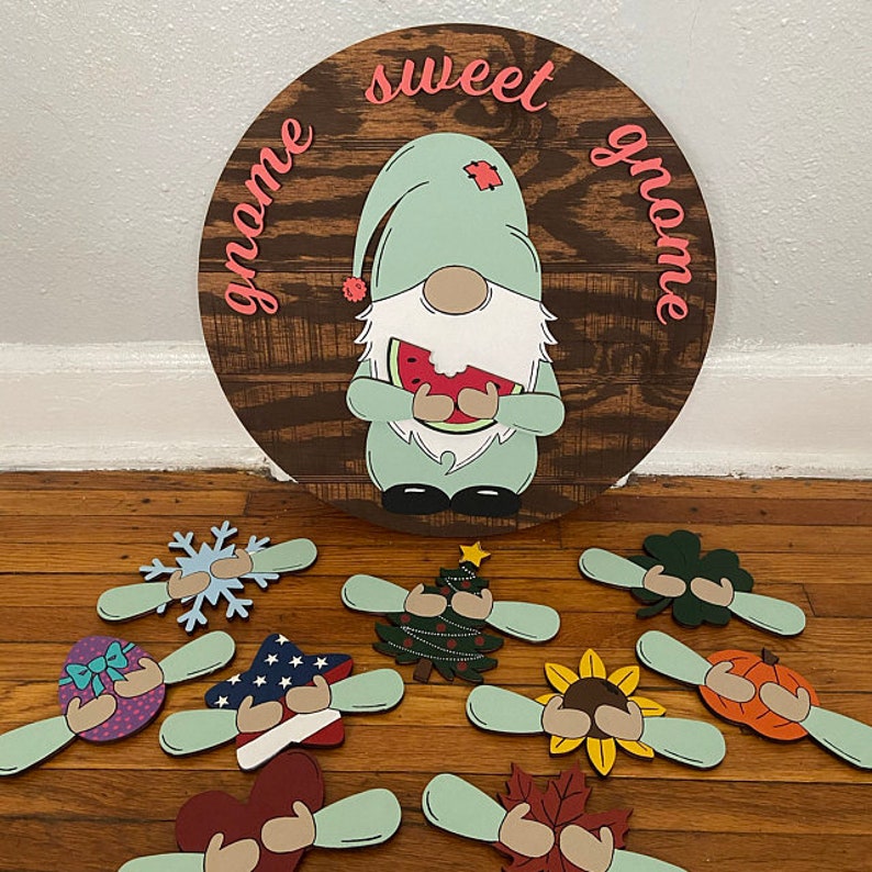18 DIY Interchangeable Gnome Door Hanger / Craft Kit / Etsy