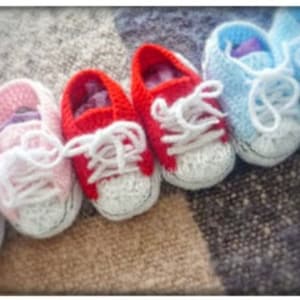 Crochet Baby Booties Pattern converse Etsy India
