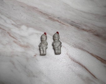 Vintage Mini Bisque Dolls Set Porcelain Dollhouse Dolls Antique Style Miniature Figurines
