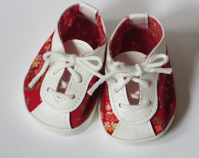 18 Inch Doll Tennis Shoes Red Floral 18 Inch Doll Sneakers Etsy