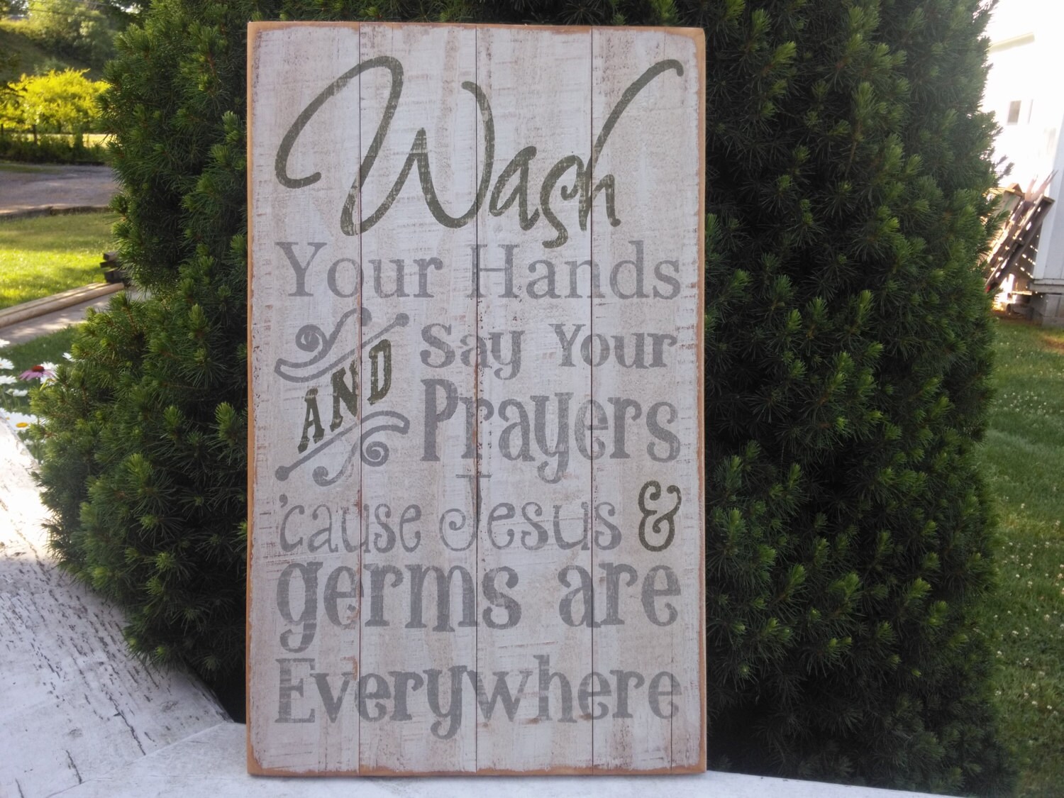 Upcycled Recycled Repurposed Primitive Wood Pallet Bathroom Sign Wash…