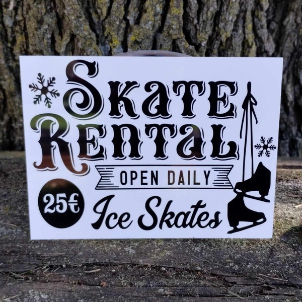 Vintage Look Skate Rental Ice Skate Metal Sign, Christmas decoration, Farmhouse Decor, Country Gift, Inexpensive Gift