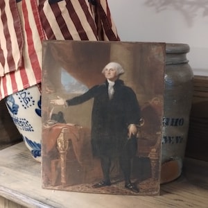 Handmade Primitive Colonial Reproduction George Washington Lansdown Print On Canvas Board, 5x7, 8x10 or 11x14 Country, Americana