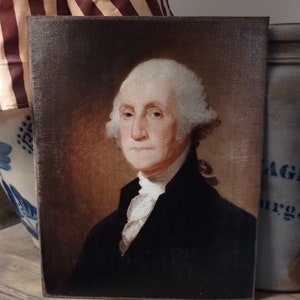 Handmade Primitive Colonial Reproduction George Washington Print On Canvas Board, 5x7, 8x10 or 11x14 Country, Americana, Wall,Table orShelf