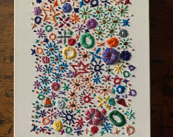 Embroidered Wildflower Garden On Canvas-Art and Collectables, Home and living, Embroidery Decor, Embroidery On Canvas Art, PixieTwine