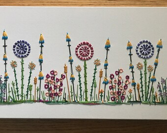 Ready to ship: Large,hand embroidered wildflower garden- Art and Collectables, Home and living, Bedrrom Art, Living room art, Garden Art