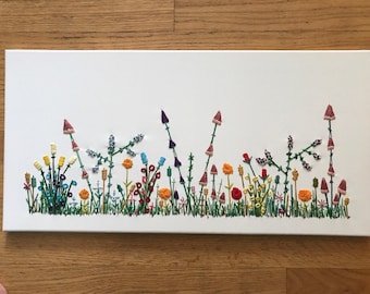 Made to Order: Large, Hand Embroidered Wildflower Garden-Custom gift, Wildflower Art, Embroidery Art, Housewarming Gift, Home and Living