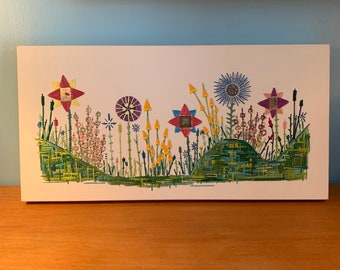 Clocks and Gears Garden- Home and Living, Arts and Collectables, Mixed Media, Steampunk Art, Embroidery Art, Family Gift, Fiber Art, Gift