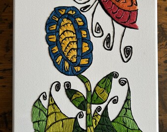 Broderad ukrainsk blomma: Ukraina | Broderad konst | Konst och samlarobjekt | Ukrainsk konst | Fred | Trädgårdskonst | Broderi på duk