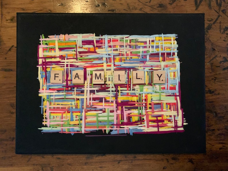 Art and Collectables Home and Living Embroidered FAMILY sign Embroidery Decor Family Sign Family Christmas Gift Family Gift