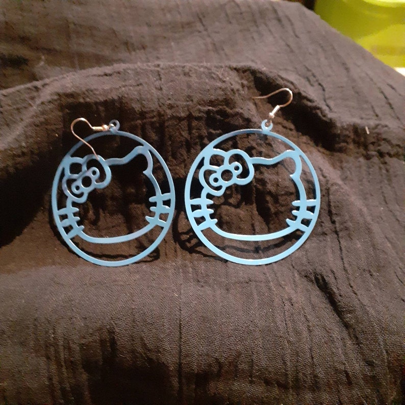 Hello Kitty silhouette hoop earrings | Etsy
