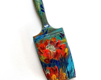 recycled paintbrush flower painting "still i rise" one-of-a-kind