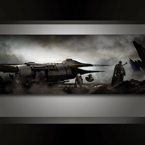 Mandalorian N-1 Starfighter premium artistic canvas