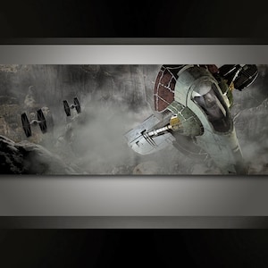 Boba Fett Ship_Slave 1 and TIE Fighters -premium artistic canvas