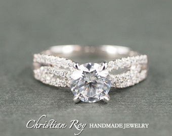 Round Cut Diamond Simulant Engagement Ring - Sterling Silver CZ Cubic Zirconia (#CRRMR073SS)