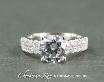 Round Cut Diamond Simulant Engagement Ring - Sterling Silver CZ Cubic Zirconia (#CRRMR030SS)