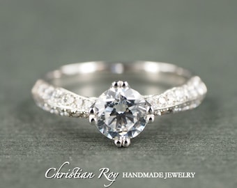 Round Cut Diamond Simulant Engagement Ring - Sterling Silver CZ Cubic Zirconia (#CRRMR013SS)