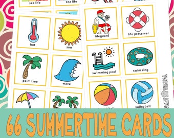 SUMMER CARDS 1 : Kids Weather & Seasons Attributes PCS Flashcards Set