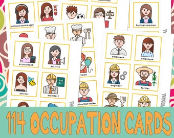 OCCUPATION CARDS 1 : Kids Community Helpers Icons Job Flashcards Set