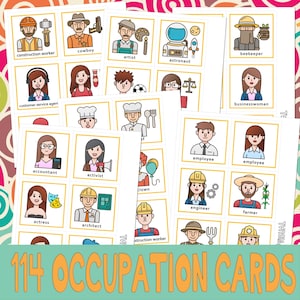 OCCUPATION CARDS 1 : Kids Community Helpers Icons Job Flashcards Set