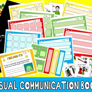 COMMUNICATION PICTURE BOOK with PECs Picture Cards : Schedule, Routines, Choices visual autism special education aac asd pdd