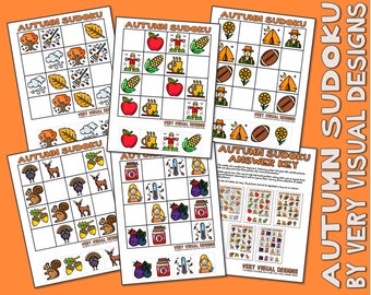 KIDS PICTURE SUDOKU Autumn Season Printable Puzzles for Beginners : Critical Thinking & Problem Solving Skills