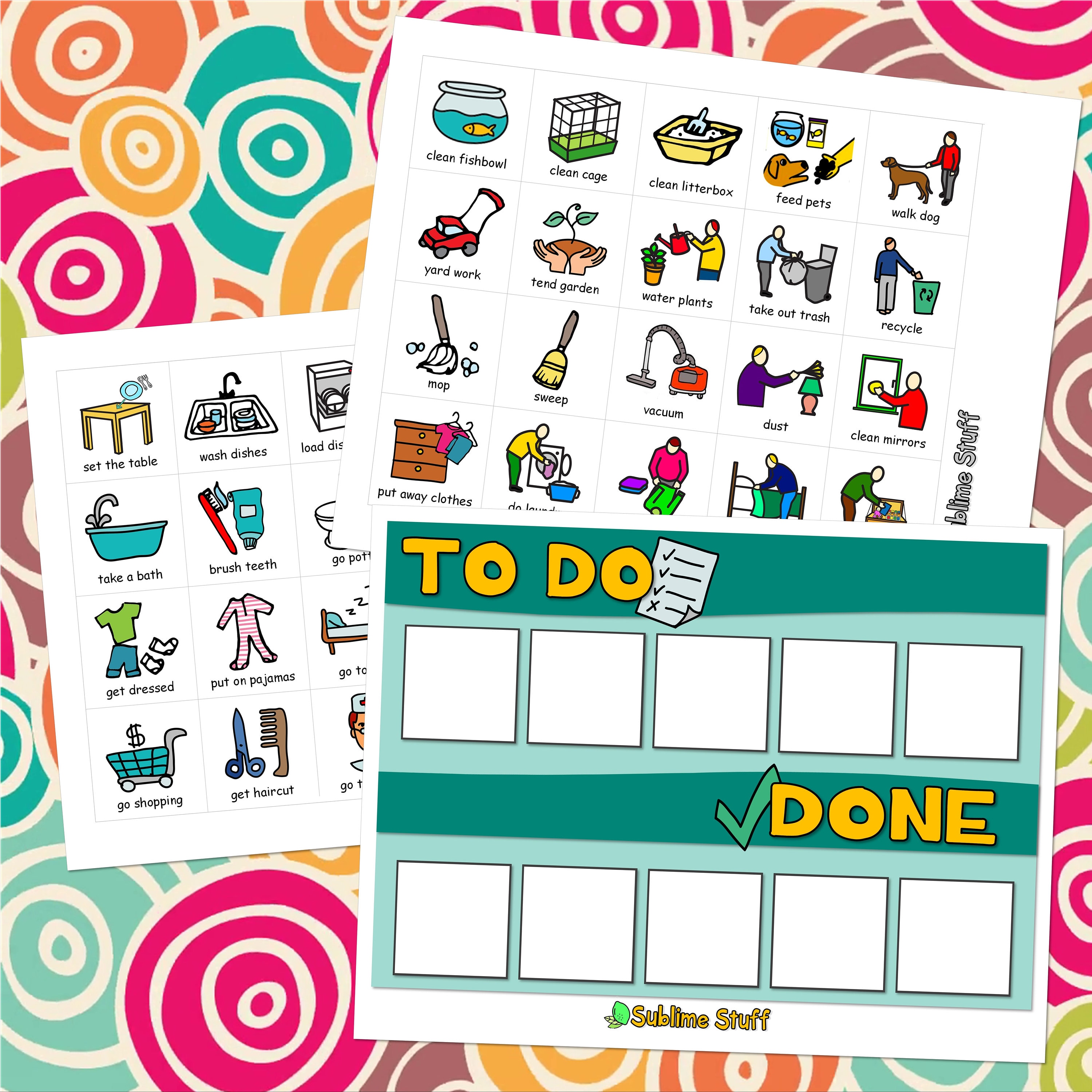 KIDS CHORE CHART Printable Aide Visual Responsibilities - Etsy