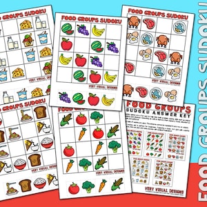 KIDS PICTURE SUDOKU Food Groups Printable Puzzles for Beginners : Critical Thinking & Problem Solving Skills