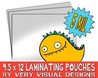 9.5 X12 LAMINATING POUCHES : 5 millimeter (mil) Letter Sized Glossy Lamination Sheets