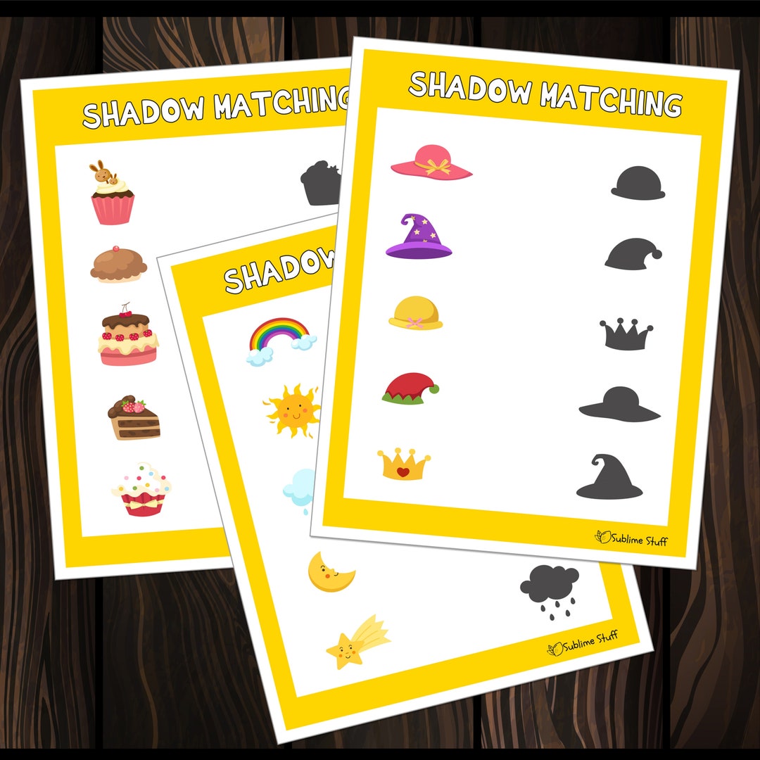 SHADOW MATCHING SET 1 : Kids Visual Awareness Cards Basic Concepts ...