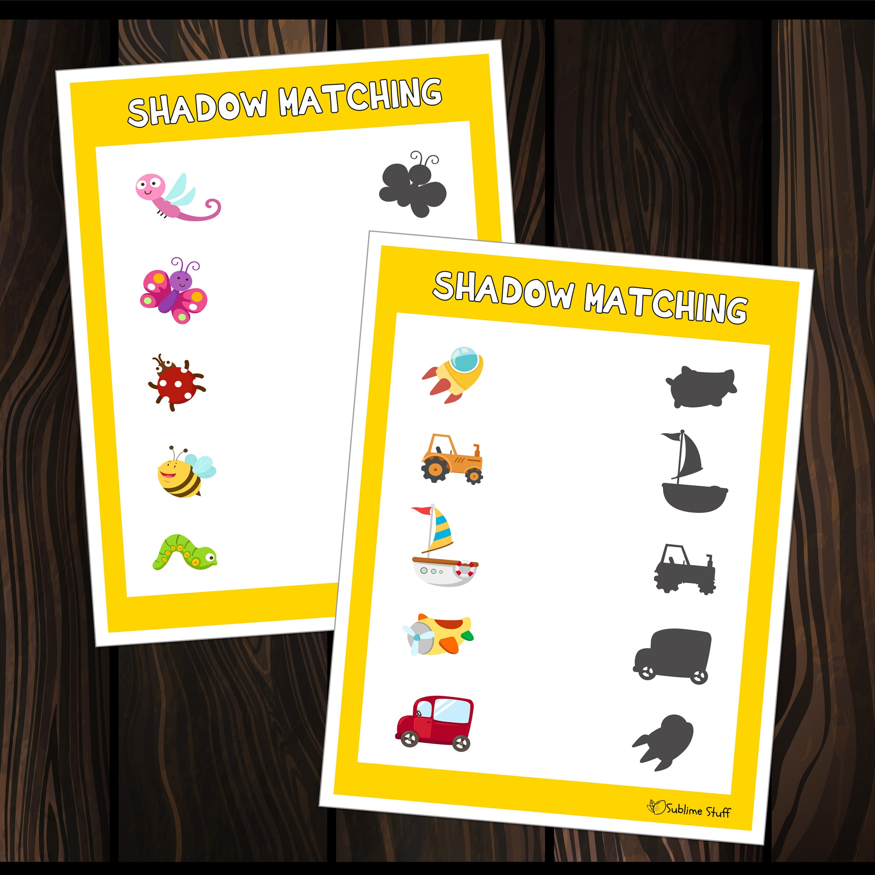 SHADOW MATCHING SET 1 : Kids Visual Awareness Cards Basic Concepts ...