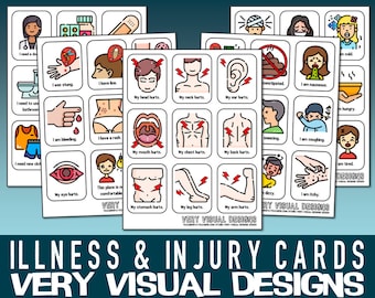 Illness & Injury "What Hurts Communication Picture Cards : first aid health life skills