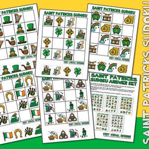 KIDS PICTURE SUDOKU Saint Patrick&#39;s Holiday Printable Puzzles for Beginners : Critical Thinking & Problem Solving Skills
