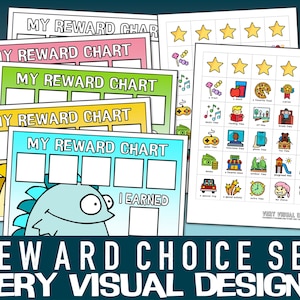 REWARD CHOICE SET Communication Token Chart & Picture Cards : behavior management