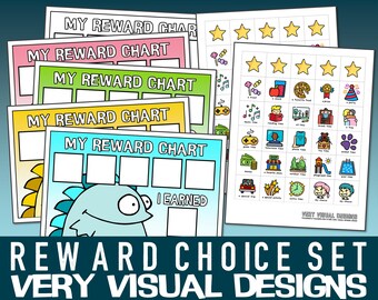 REWARD CHOICE SET Communication Token Chart & Picture Cards : behavior management