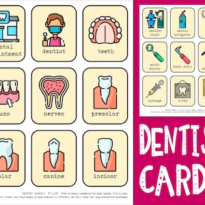 DENTIST CARDS 1 : Dental Icons Brushing Teeth Pictures Healthcare PCS Set